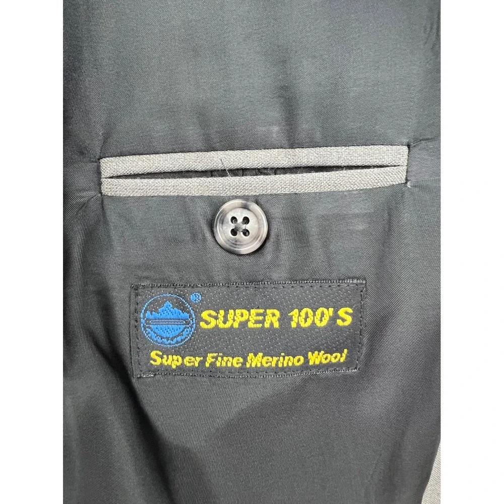 Muroya Blazer Men 46R Gray Good Super 100s Merino Wool 3 Button Suit Jacket